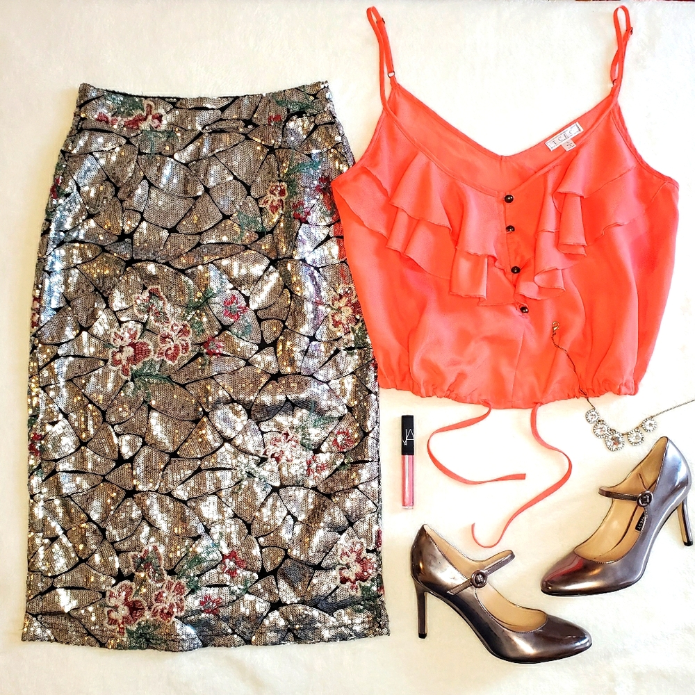 BEULAH STYLE Sequin Pencil Skirt